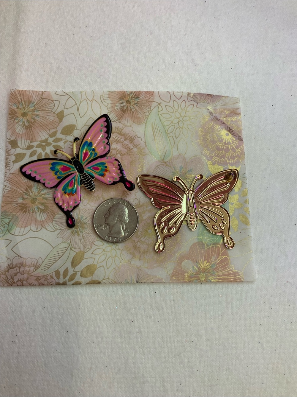 Whimsical Large Metal Butterfly Earrings (Z-27) - Picture 3 of 3